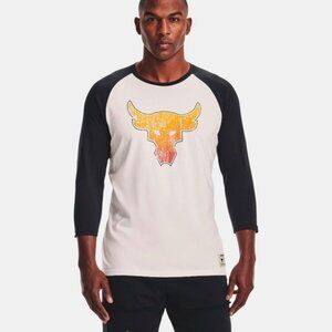 Under Armour Mens Project Rock BSR ¾ Sleeve 1361740-112 Onyx White/Black Size S